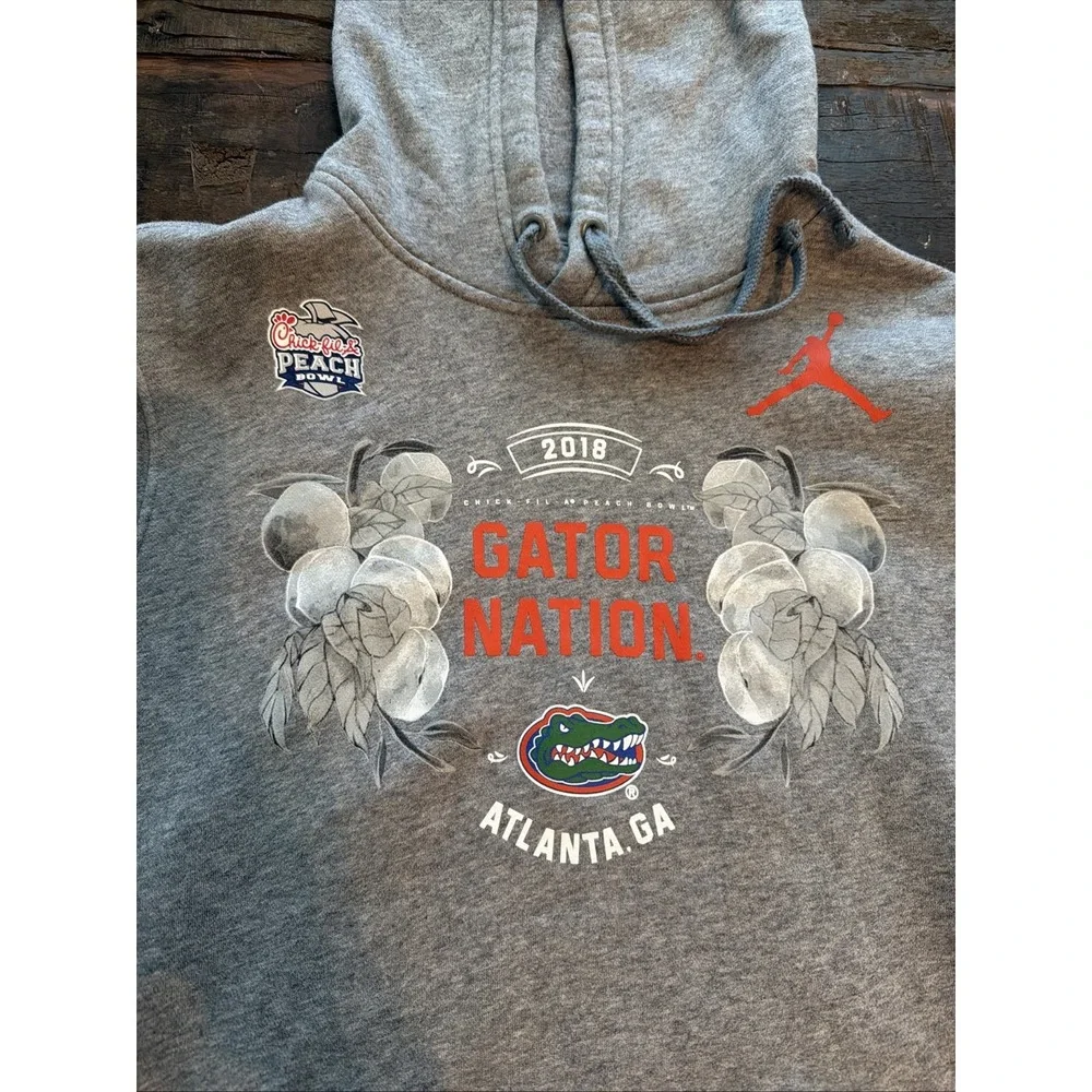 Florida Gators Nike Air Jordan Hooded Sweatshirt Mens MediumGray 2018Peach Bowl!